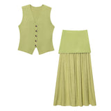 Z Spring New Vest Vest Outside The Vest Blouse Design Sense Of Niche Temperament Knitted Vest Splicing Skirt HZ1208