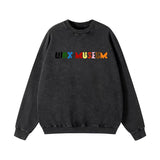 2025 Autumn And Winter New Pure Cotton Water Wash Old Sweater Women In Batik Retro Print Top Lady HZ1208