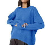 Autumn And Winter Explosion Of Women's Knitted Shirt Round-Neck Solid Color Loose Sweater HZ1208