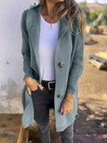 Autumn And Winter New Solid-Color Hooded Knitted Cardigan Women's Long-Sleeved Sweater Coat Loose Single-Dbutton Pocket Coat HZ1208