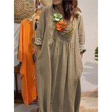 2025 Spring And Summer Women's V-Neck Casual Solid Cotton Pocket Dress HZ1208