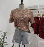 Red Lidg Short-Sleeved T-Shirt Woman 2025 Spring Dresses Loose Lime Bling Blouse 1059 HZ1208