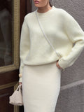 Explosion High Open Fork Tight Skirt Wool Set Unique Open Design Autumn And Winter Elegant Fashion Pure Color Woman HZ1208