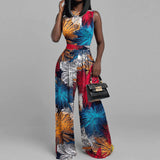 Women's Clothing In The Spring Of 2025 New Fashion Hot Casual Trousers Dress Print Sleeveless Jumpsuit HZ1208