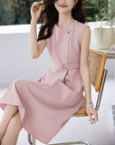 Two-Color High-Taught Commuting Waist Temperament Dress In The Summer Of 2025 New Cover Sleeves Thin Senior Sense Skirt Women HZ1208