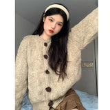 Vintage Lazy Wind Soft Glutinous Sweater Spring And Autumn Winter 2025 New High-End Blouse Knitted Thick Open-Shirt Coat Woman HZ1208