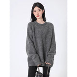 Lazy Wind Dark Gray Sweater Women 2025 Autumn And Winter Yang Plush Warm High-End Sense Knitting Loose Coat HZ1208