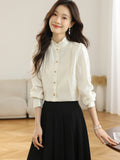 2025 Spring Dress New French Long-Sleeved Shirt Women's Lace Collar Chic Commuter Blouse Fashion Shirt Tide HZ1208