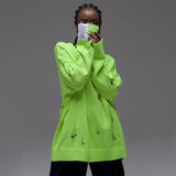 Personality Wind White Label Decoration Rotten Sweater Women Lazy Wind Loose Long-Sleeved Hot Girls Autumn And Winter Clothes Women HZ1208