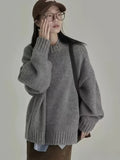 Autumn And Winter Lazy Style Retro Round Collar Collar Loose Horse Hair Pure Color Wear Inside And Thicken Sweater Female Tide HZ1208