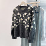 New Autumn And Winter Heavy Industry Flowers Women Knitted Cardigan Fashion Women Sweet Sweater Women Coat Top HZ1208