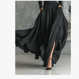 High-Quality Heavy Industry Withered Leaves Folded Half Skirt Spring And Autumn Gloss Irregular Stow Over The Knee And Ankle Skirt HZ1208