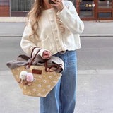 Loose V-Neck Drawstring With Lotus Leaf-Side Skirt Knitted Head Sweater HZ1208