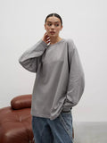 260G Fine Comb Cotton Solid Long-Sleeved T-Shirt Women Hot Loose Leisure Collar Top High Quality HZ1208