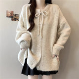 Korean Gentle Style Color Spot With Soft Glutinous Sweater Coat Women's Autumn And Winter New Loose Lazy Knitted Open Shirt Top HZ1208