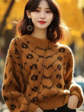 European Goods Heavy Industry Caramel Color Thick Line Sweater 2025 New Lazy Loose Knitting Small Fragrant Coat HZ1208