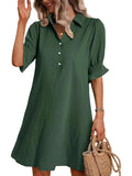 2025 Women's Summer New Wish Casual Loose Solid Color Dress HZ1208