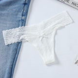 Comfortable Breathable Thread Cotton Splicing Lace T-Shirt Cotton Lace Lace Side Large Size Low-Rise T-Pants Ladies Trousers HZ1208