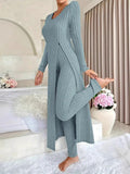 Temu Autumn And Winter Design With A Sense Of Round Neck Opening Fork Long Coat Trousers Casual Fashion Set HZ1208