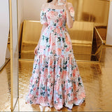 2025 Autumn New Women's Design Feel A Word Of Fashion Broken Flower Shoulder Dress Women 661 HZ1208