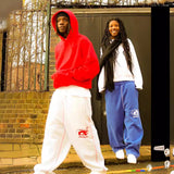 Men's Hip-Hop Letter-Print Sweatpants Trendy Street Loose-Fitting Broad Leg Trousers Drawstring Straight Trousers HZ1208