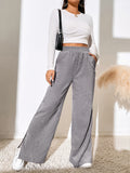 2025 Autumn And Winter New Women's High-Waisted Slacks Solid Color Corduroy Splicing Open Trousers Women HZ1208