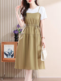 Casual Comfortable Coloring And Fake Two Dresses 2025 Summer New Casual Comfortable Stitching Design Dress HZ1208