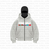 Street Trendy Pop Double Hat Design Hoodie Autumn And Winter New Men's And Women's Loose Y2K Jacket HZ1208