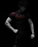 2025 Demon Line Manuscript Spider Before And After Printing Short-Sleeved T-Shirt Summer Tide Necker Men's Top HZ1208