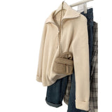 Korean Gray Half-Zip Sweater Women Wear Soft-Creating Knitted Knitted Jacket Coat Tops In Autumn And Winter HZ1208