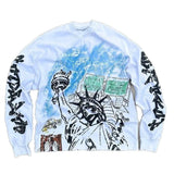 Cotton Long-Sleeved Blouse Loose Statue Of Liberty Chao Street Youth Wind HZ1208