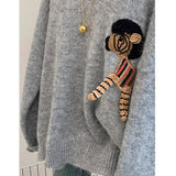 2025 Design Embroidered Jacket Sweater Women's New Autumn And Winter Thick Small Lazy Wind Bottom Knitting Shirt HZ1208