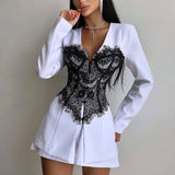 No Lace Suit + Three-Point Shorts Set Party Dinner Light Luxury Temperament Commuting Fashion HZ1208