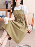 Casual Comfortable Coloring And Fake Two Dresses 2025 Summer New Casual Comfortable Stitching Design Dress HZ1208