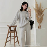 2025 New Long-Sleeved Snowflake T-Shirt Women's Summer Thin Carmeat Round-Neck Loose Temperament Shirt HZ1208