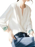 French Small Blouse Temperament Light Luxury To Reduce The Age Of High-End Fashion Commuting White Printed Shirt Spring HZ1208