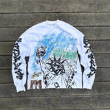 Cotton Long-Sleeved Blouse Loose Statue Of Liberty Chao Street Youth Wind HZ1208