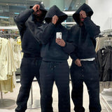 2172 Casual Simple Couple Fashion Hoodie Sweatshirt Solid Color Loose Sweater HZ1208