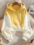 Yellow Vintage Loose Lazy Design Hooded Sweater Jersey 2025 New Women's Knitting Top HZ1208