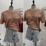 Red Lidg Short-Sleeved T-Shirt Woman 2025 Spring Dresses Loose Lime Bling Blouse 1059 HZ1208