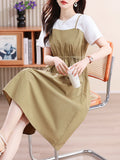 Casual Comfortable Coloring And Fake Two Dresses 2025 Summer New Casual Comfortable Stitching Design Dress HZ1208