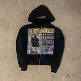 In VERSAILLES Black Zipper Hoodie Casual Zipper Jacket HZ1208