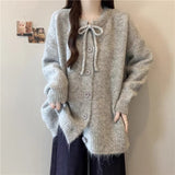 Korean Gentle Style Color Spot With Soft Glutinous Sweater Coat Women's Autumn And Winter New Loose Lazy Knitted Open Shirt Top HZ1208