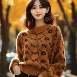 European Goods Heavy Industry Caramel Color Thick Line Sweater 2025 New Lazy Loose Knitting Small Fragrant Coat HZ1208