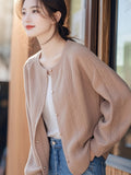 Super Good Design Knitted Coat Women's New Autumn 2025 Loose Low-Round Collar With Short Cardigan Top HZ1208