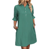 2025 Women's Summer New Wish Casual Loose Solid Color Dress HZ1208