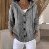 2025 Sheintemu Spring/Autumn Hooded Long-Sleeved Button Sweater Cardigan HZ1208