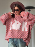 Fashion Trend Design Knitted Bunny Sweater Spring And Autumn Lazy Wind Loose Leisure Women HZ1208