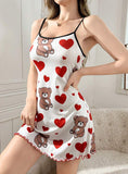 2025 Hot New Pajamas Set Women's Milk Silk Pajamas Sling Skirt Cute Print Source HZ1208
