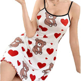 2025 Hot New Pajamas Set Women's Milk Silk Pajamas Sling Skirt Cute Print Source HZ1208